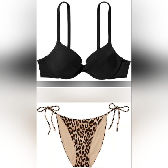 34B/S VS Swim Removable PushUp Bikini Top Side Tie Cheeky Bikini Set - Picture 1 of 4
